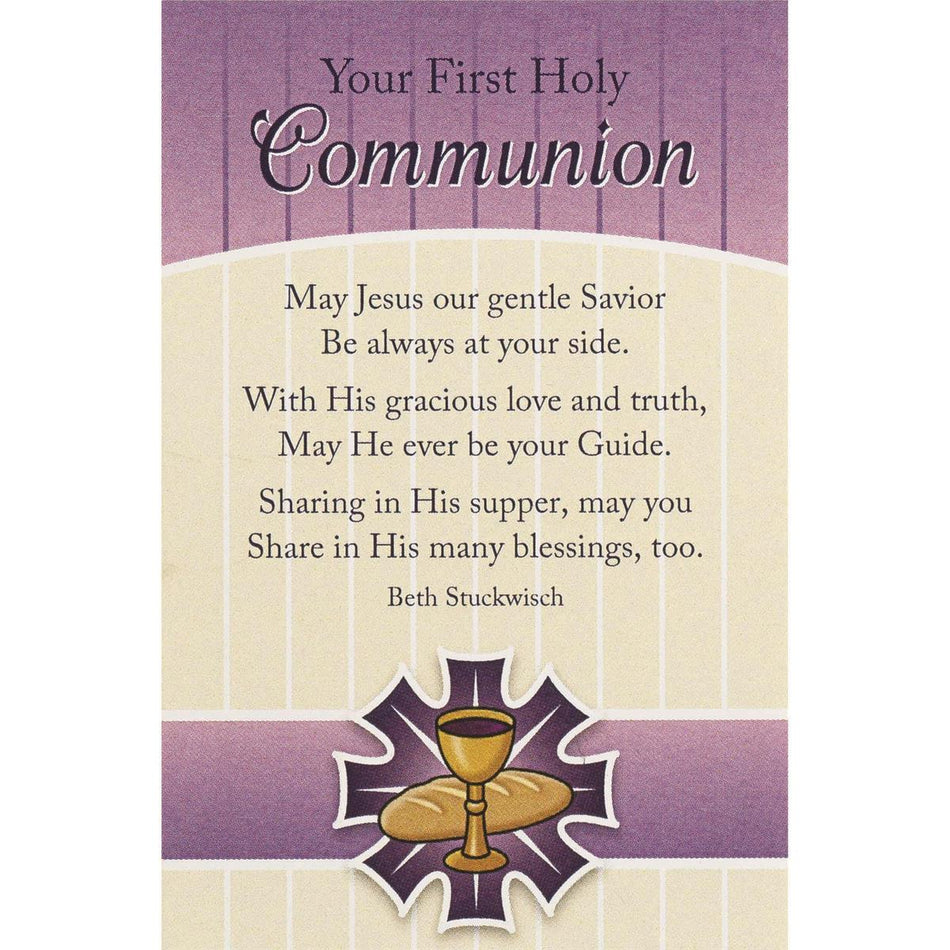 First Holy Communion Purple 3 x 2 Cardstock Itty Bitty Bookmarks Pack of 24 by Dicksons