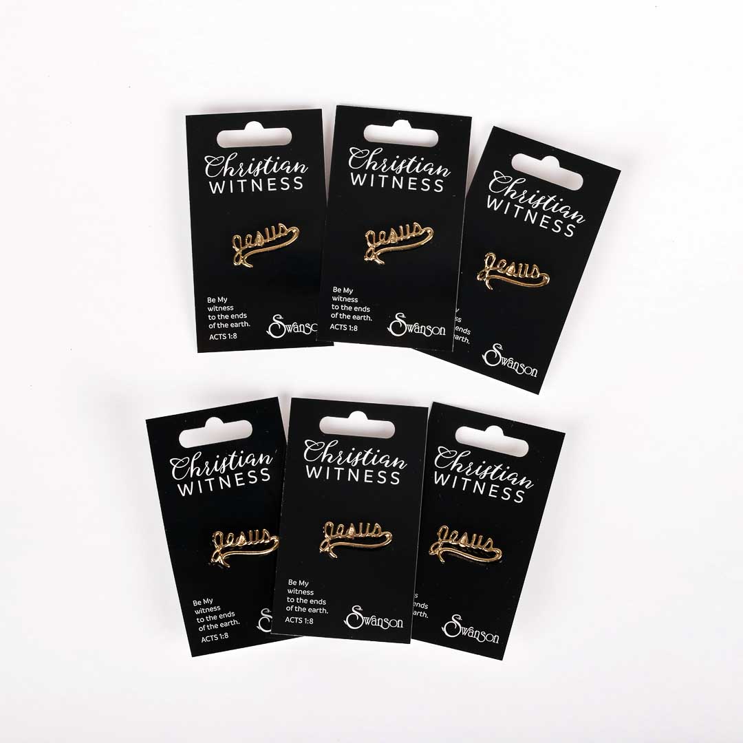 LAPEL PIN JESUS SCRIPT GOLD PK6