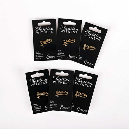 LAPEL PIN JESUS SCRIPT GOLD PK6