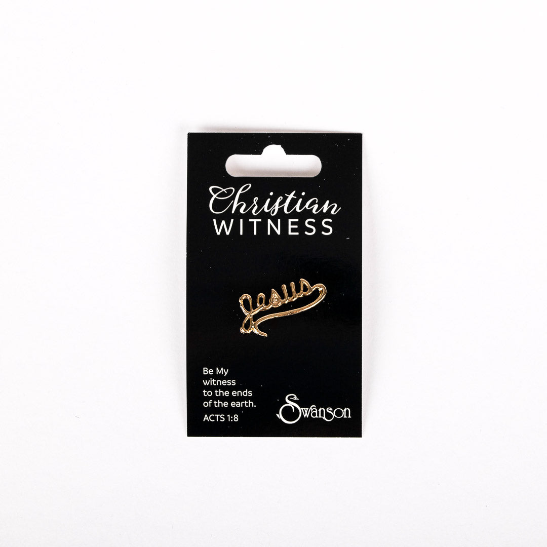 LAPEL PIN JESUS SCRIPT GOLD PK6