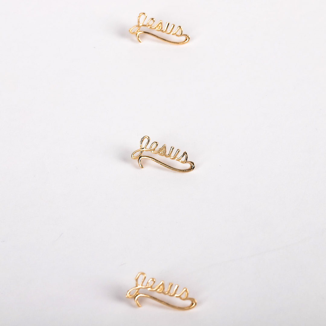 LAPEL PIN JESUS SCRIPT GOLD PK6