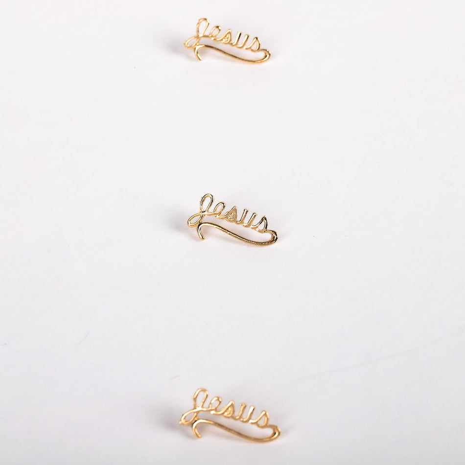 LAPEL PIN JESUS SCRIPT GOLD PK6