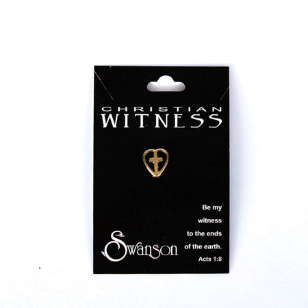 LAPEL PIN HEART/CROSS GOLD PK6