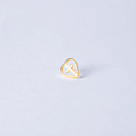 LAPEL PIN HEART/CROSS GOLD PK6