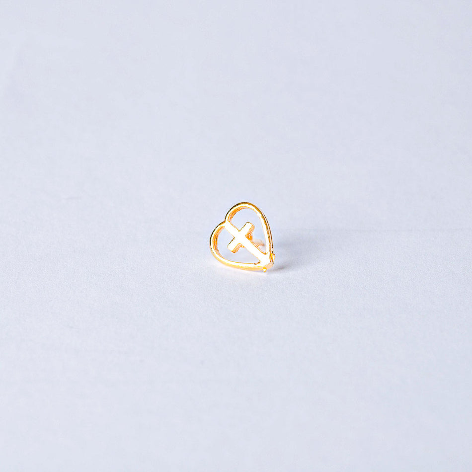 LAPEL PIN HEART/CROSS GOLD PK6