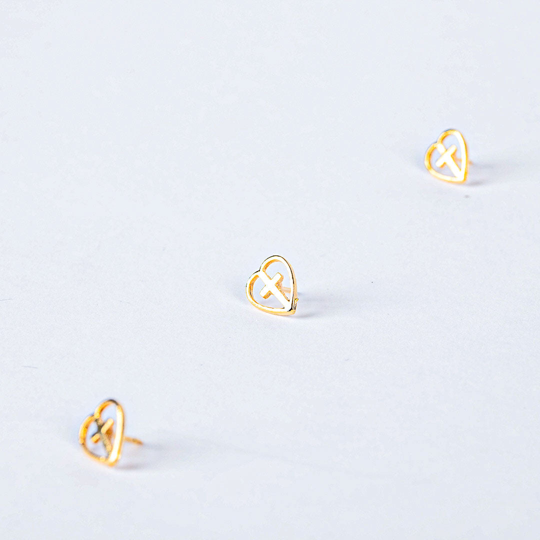 LAPEL PIN HEART/CROSS GOLD PK6