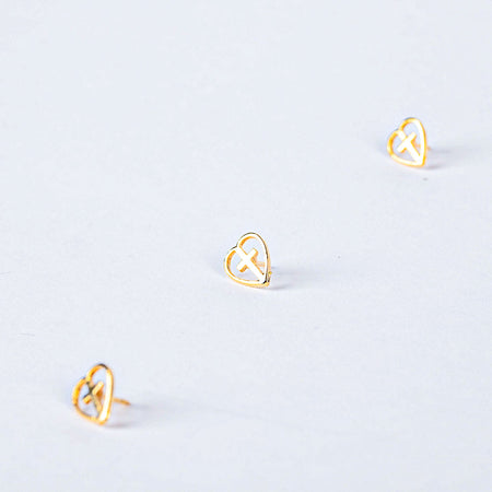 LAPEL PIN HEART/CROSS GOLD PK6