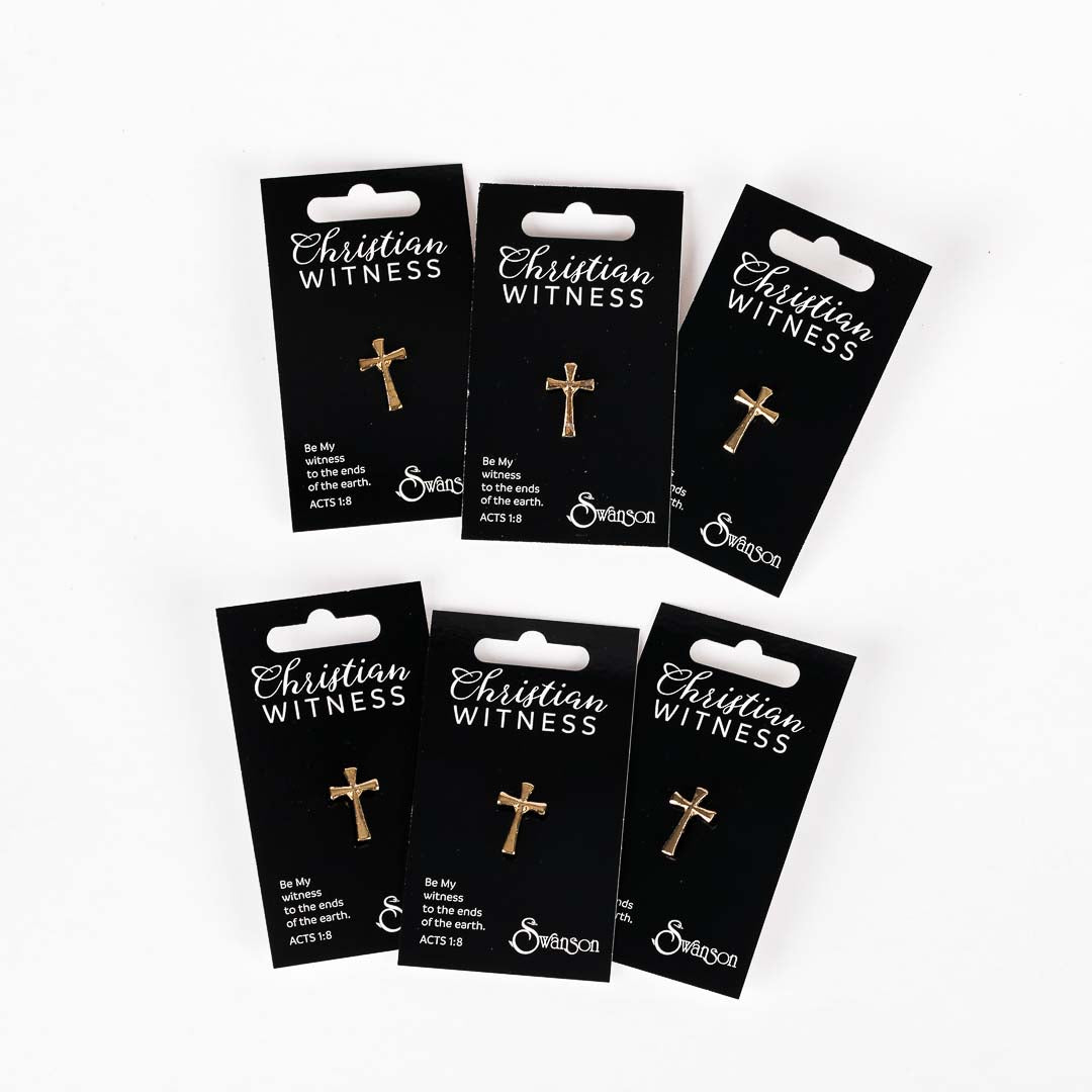 LAPEL PIN FLARED CROSS GOLD PK6