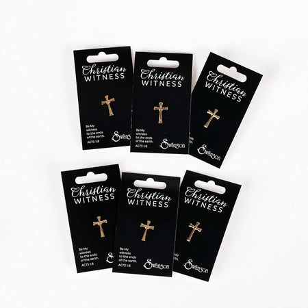 LAPEL PIN FLARED CROSS GOLD PK6