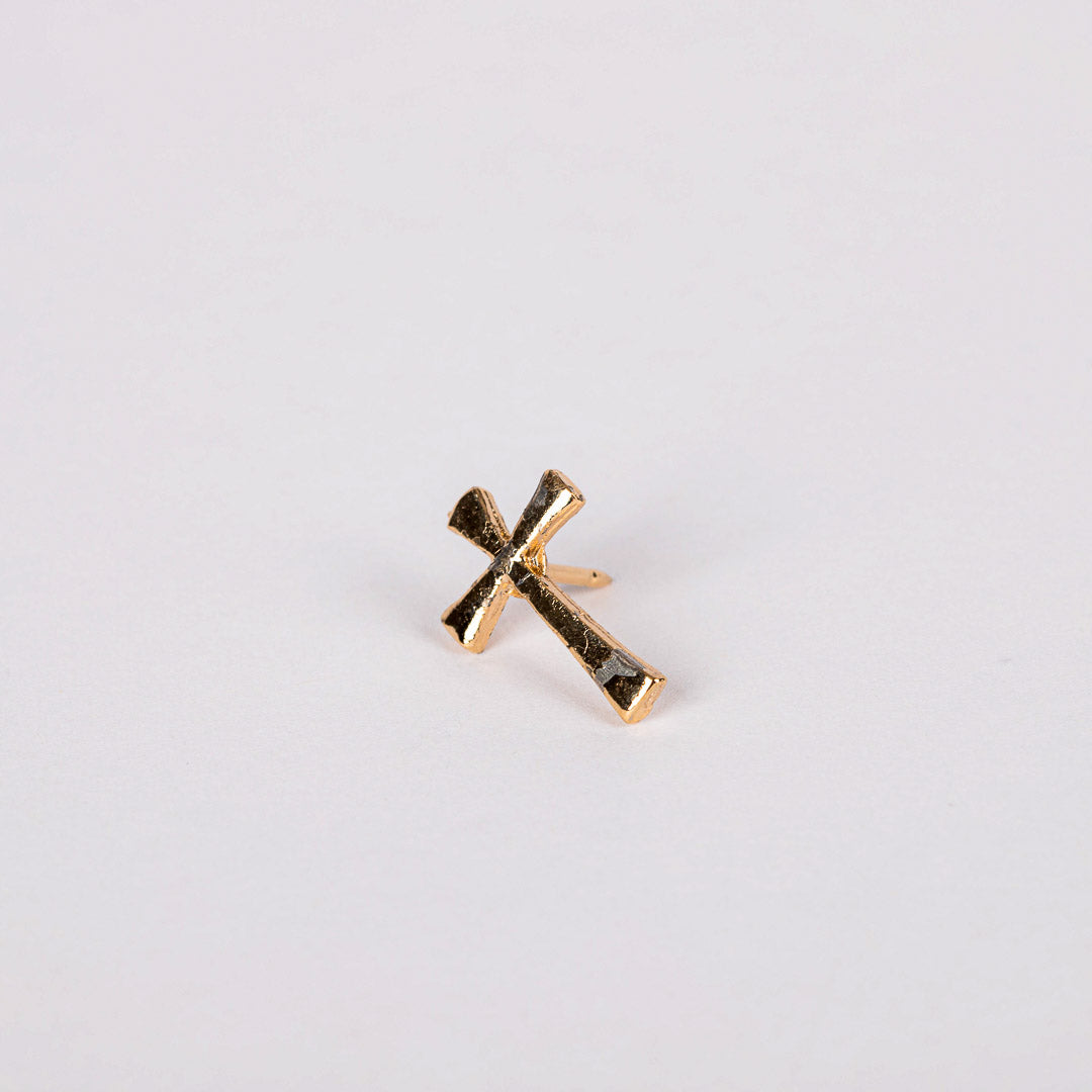 LAPEL PIN FLARED CROSS GOLD PK6