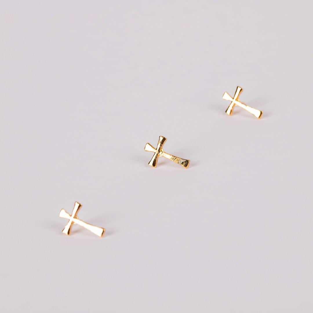 LAPEL PIN FLARED CROSS GOLD PK6