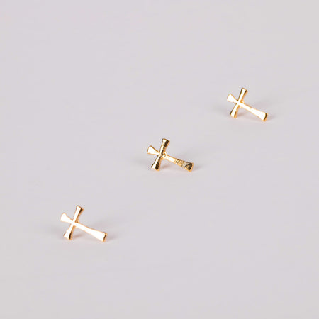 LAPEL PIN FLARED CROSS GOLD PK6