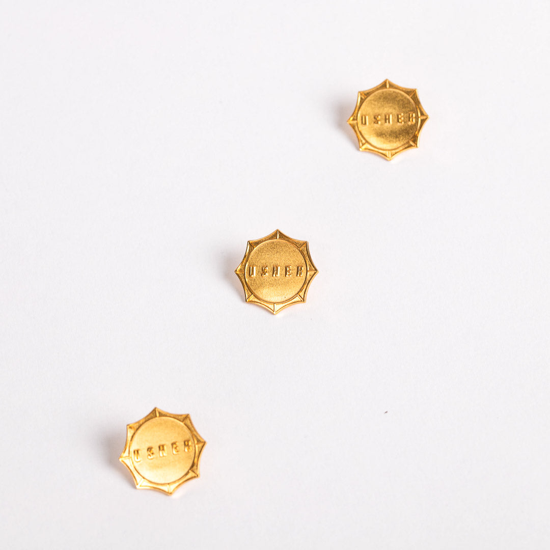 LAPEL PIN USHER SUN SHAPE GOLD PK6