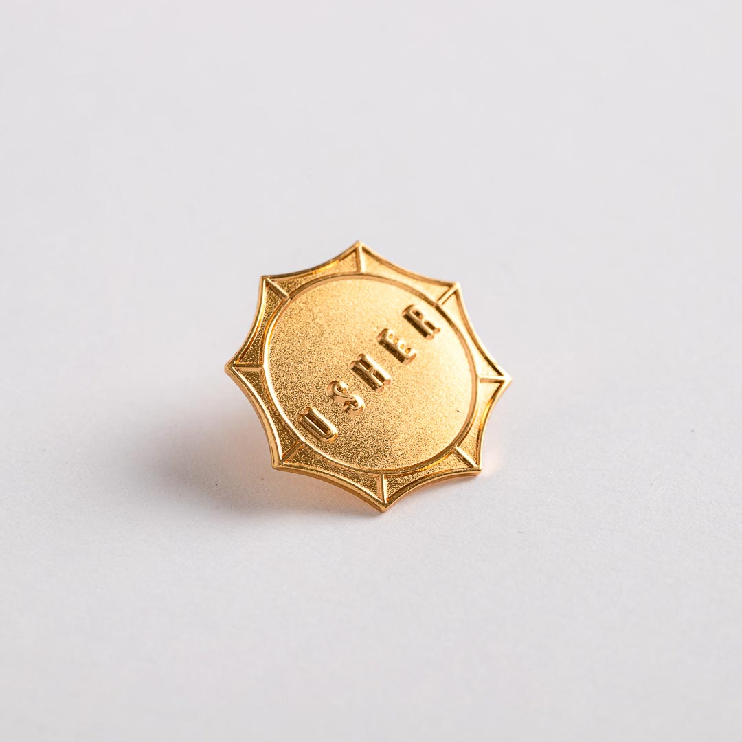 LAPEL PIN USHER SUN SHAPE GOLD PK6