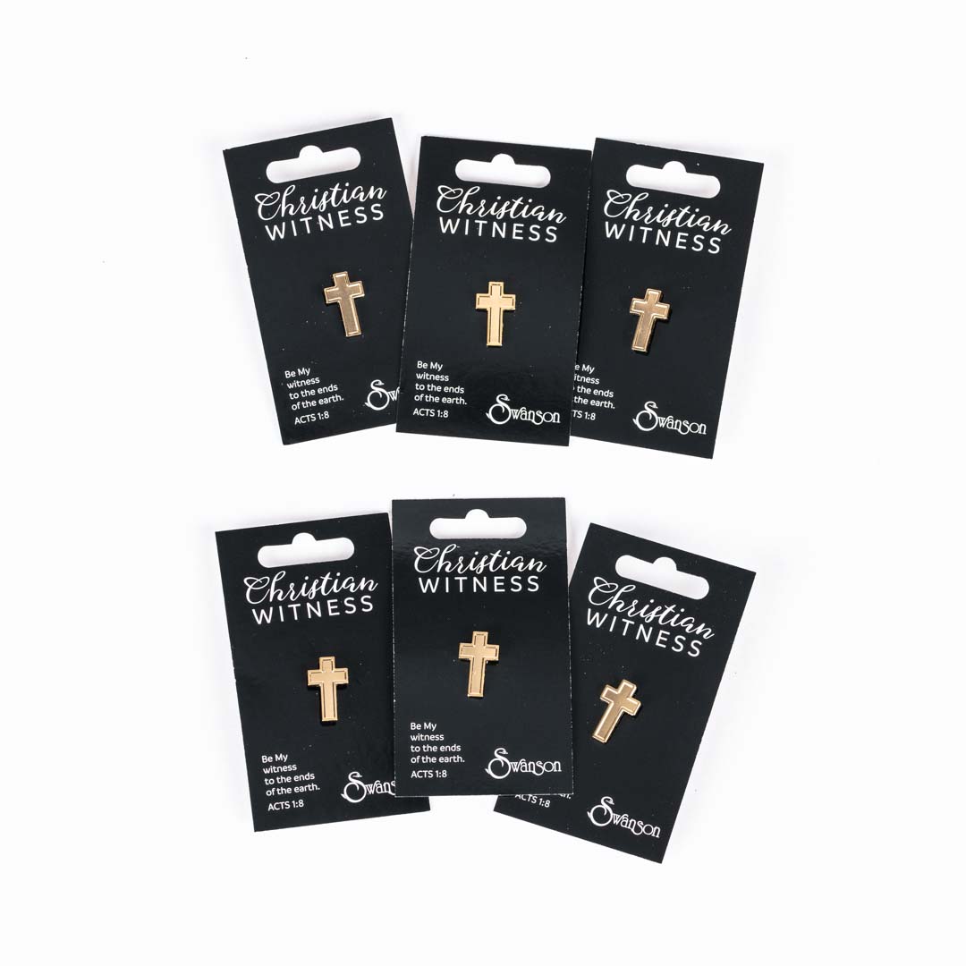 LAPEL PIN CROSS GOLD PK6