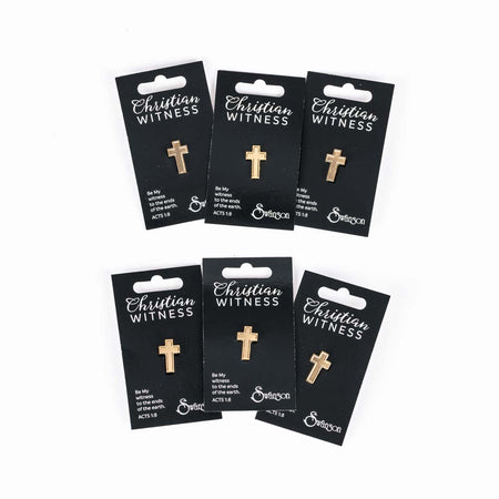 LAPEL PIN CROSS GOLD PK6