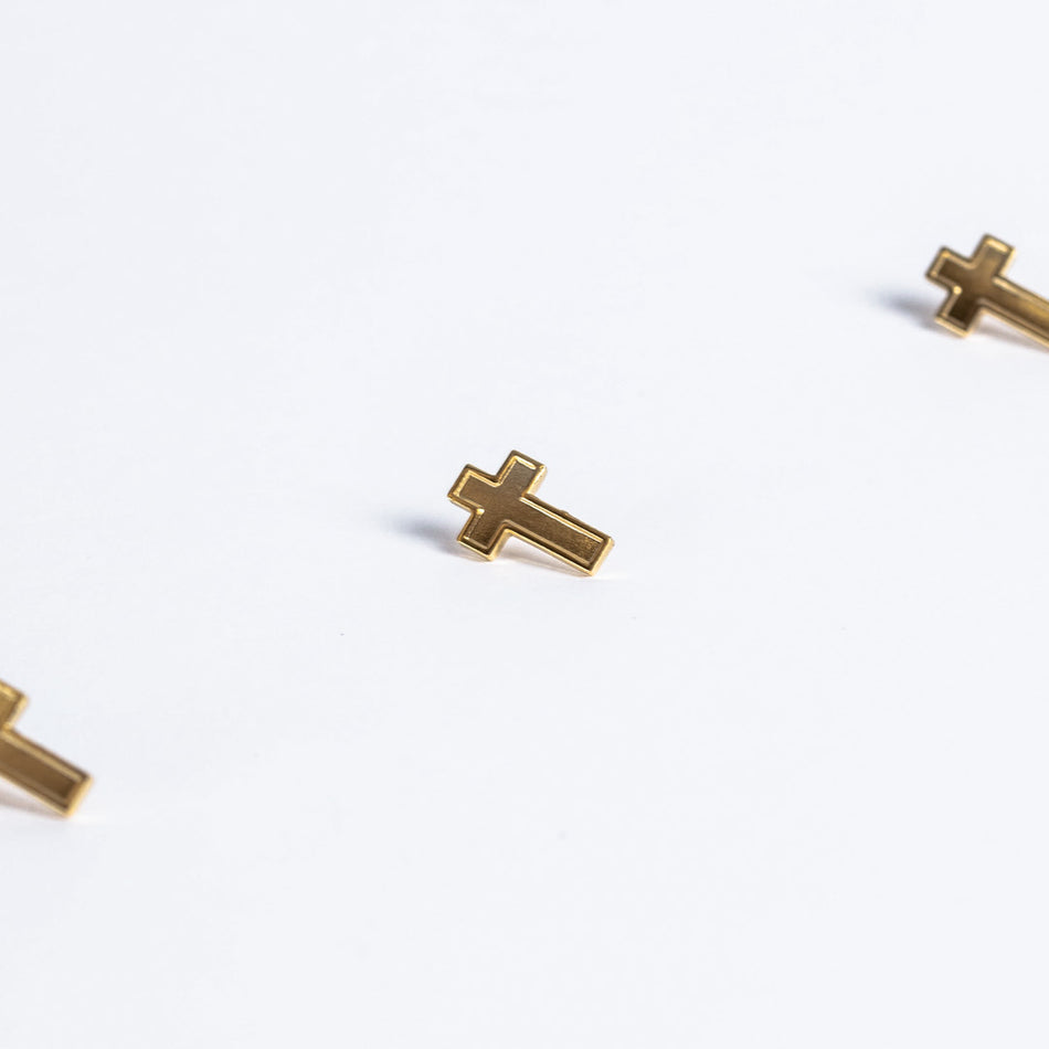 LAPEL PIN CROSS GOLD PK6