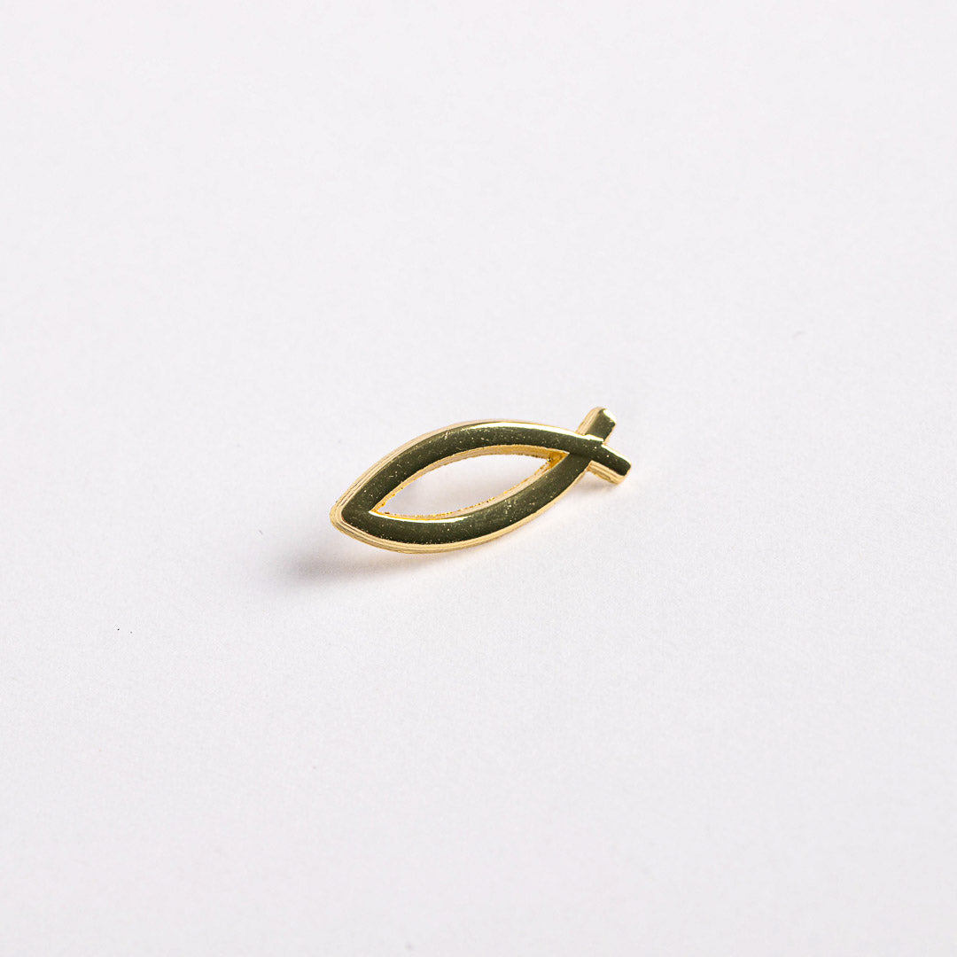 LAPEL PIN OPEN FISH GOLD PK6