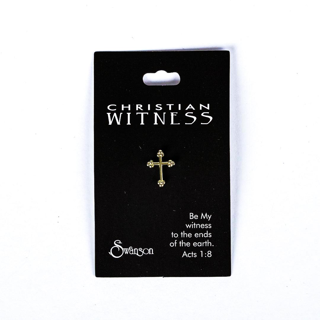 LAPEL PIN BUDDED CROSS GOLD PK6
