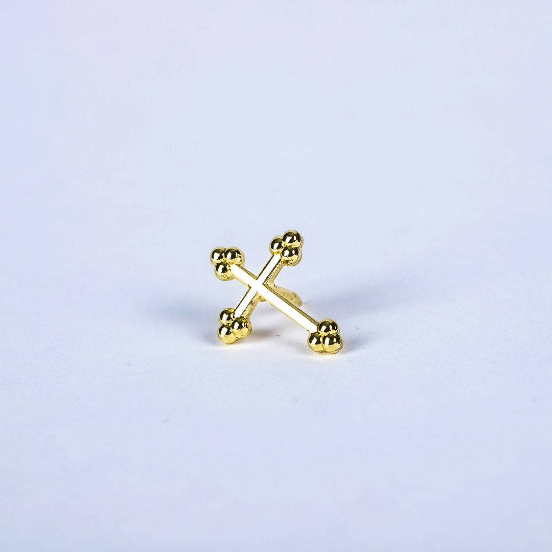 LAPEL PIN BUDDED CROSS GOLD PK6