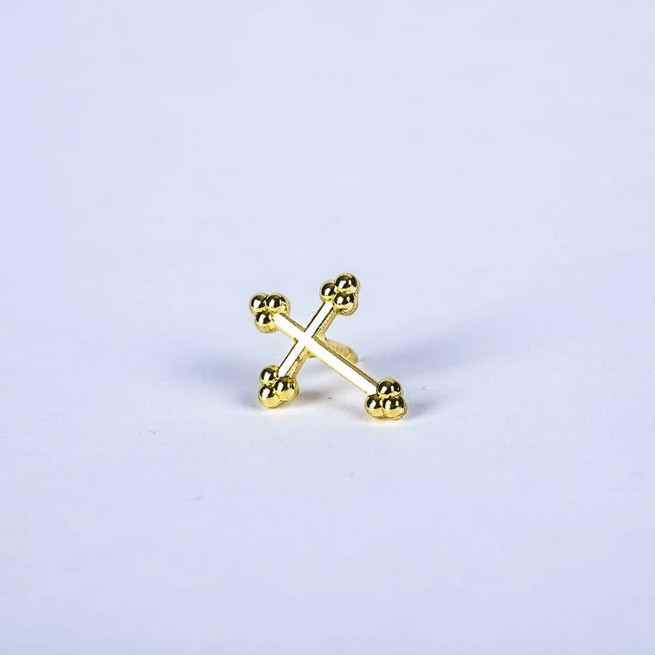 LAPEL PIN BUDDED CROSS GOLD PK6