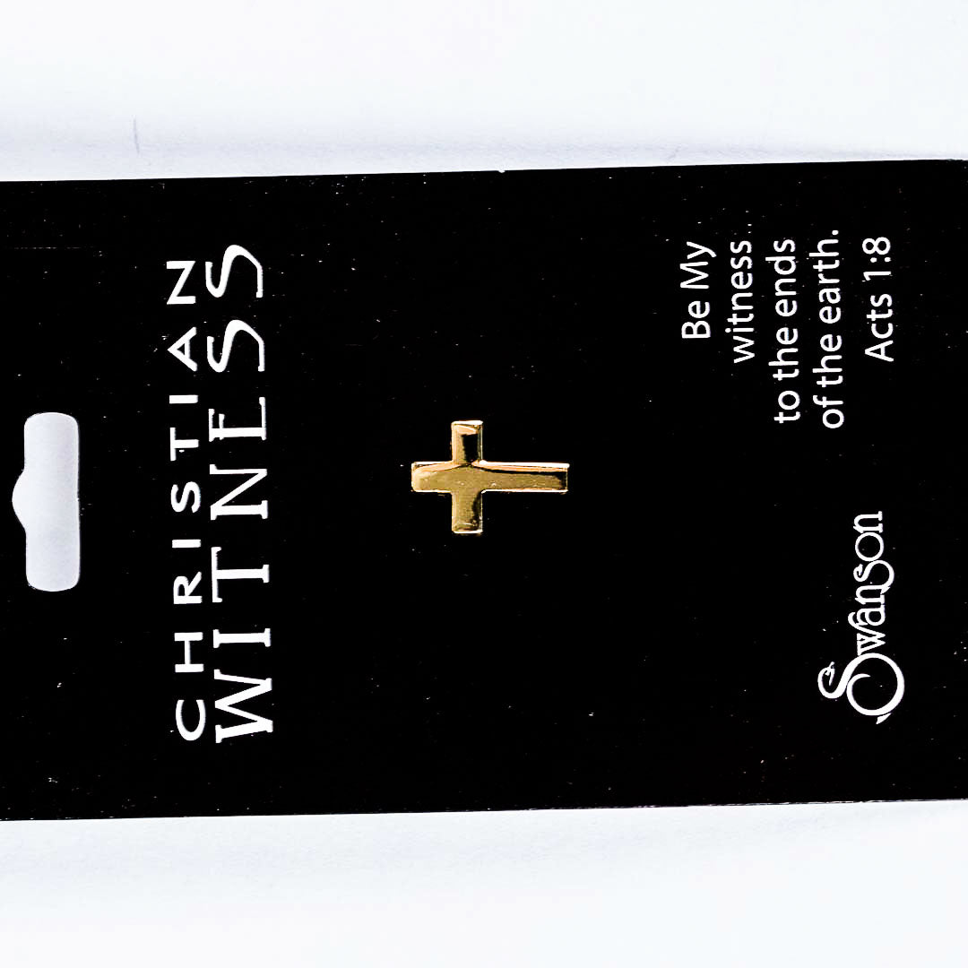 LAPEL PIN CROSS GOLD 1/2in PK6