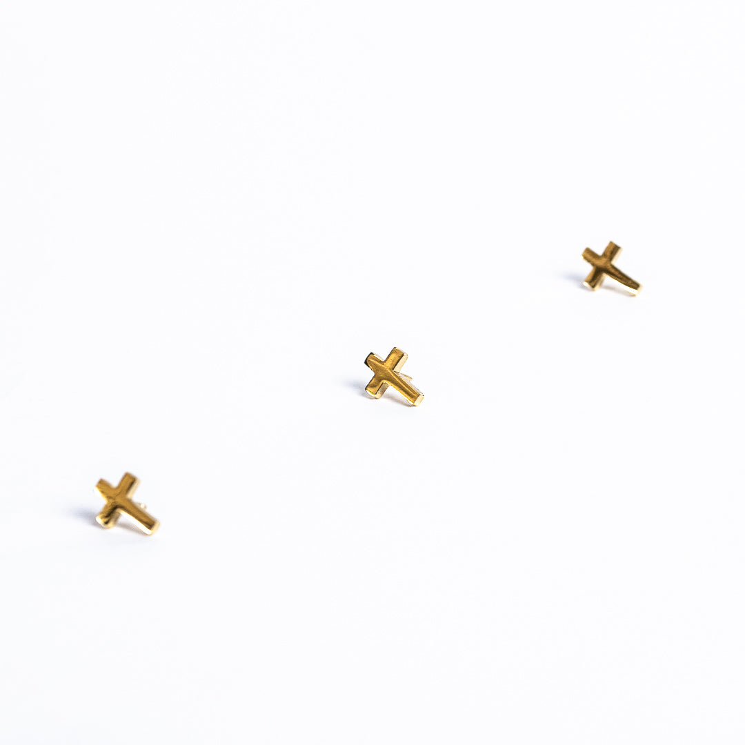 LAPEL PIN CROSS GOLD 1/2in PK6