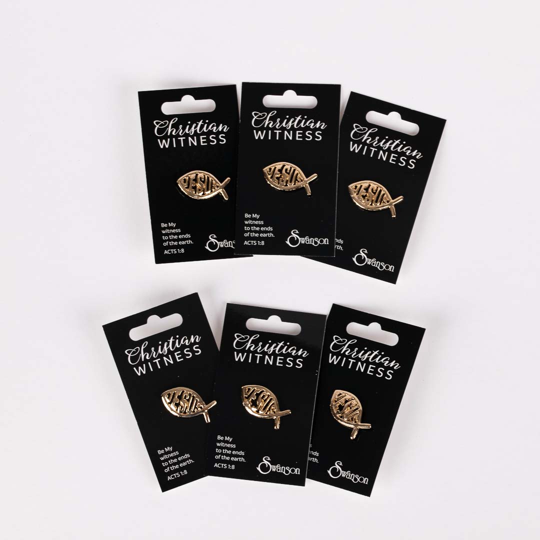 LAPEL PIN JESUS FISH GOLD PK6
