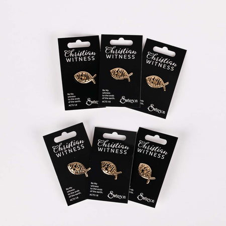 LAPEL PIN JESUS FISH GOLD PK6