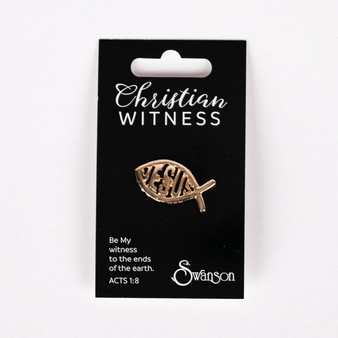 LAPEL PIN JESUS FISH GOLD PK6