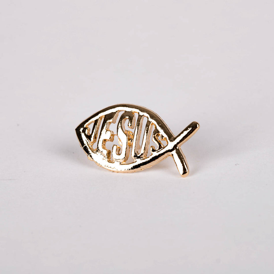 LAPEL PIN JESUS FISH GOLD PK6