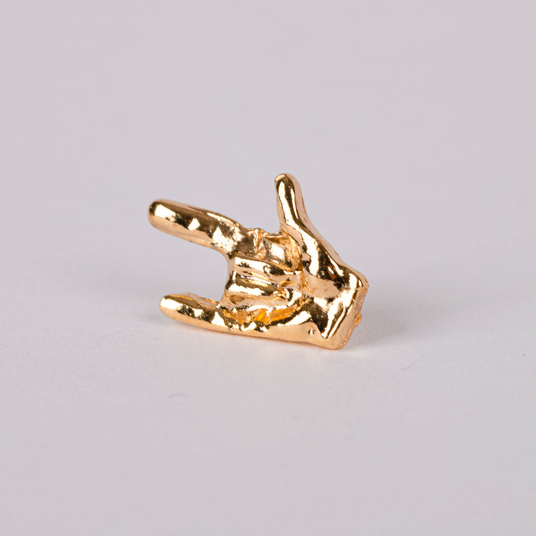 LAPEL PIN SIGN I LOVE YOU GOLD PK6