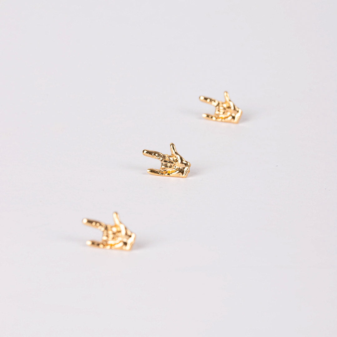LAPEL PIN SIGN I LOVE YOU GOLD PK6