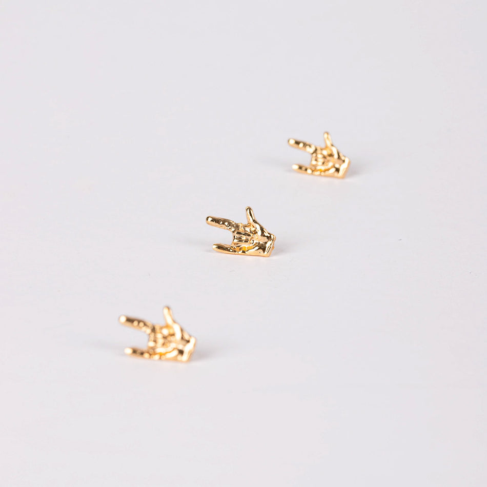 LAPEL PIN SIGN I LOVE YOU GOLD PK6