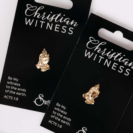 LAPEL PIN PRAYING HANDS GOLD 11/16in PK6