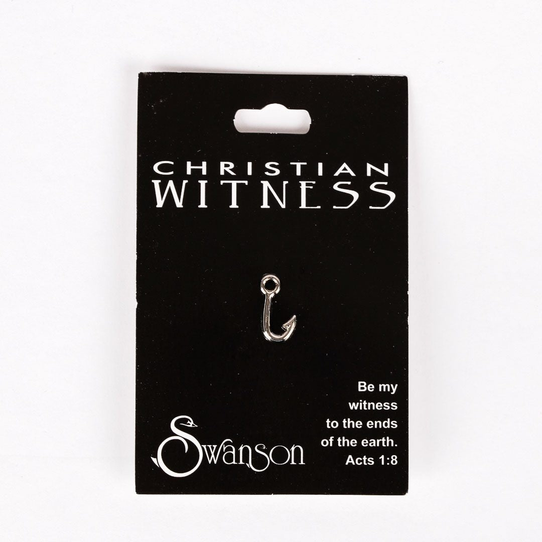 LAPEL PIN FISH HOOK SILVER PK6