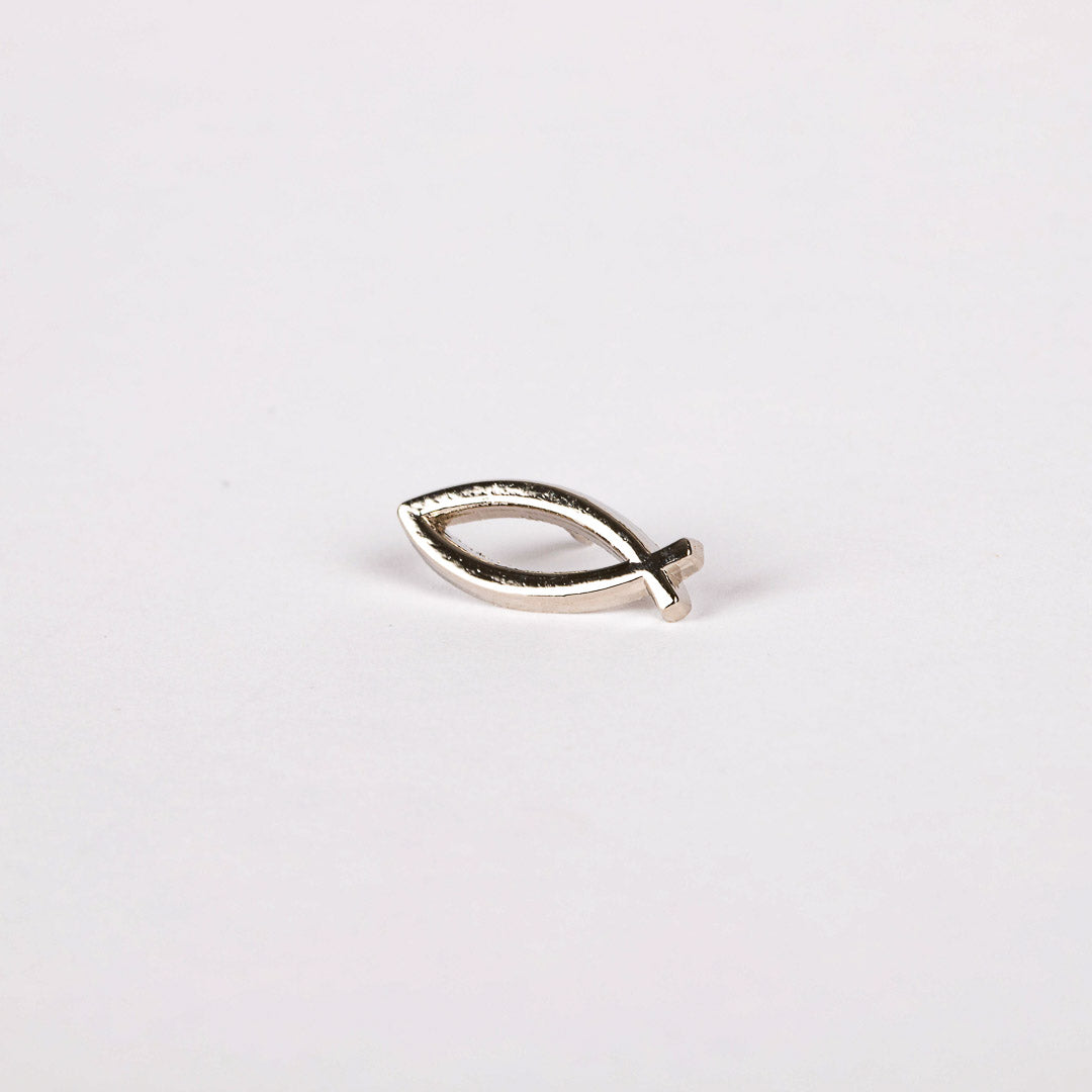 LAPEL PIN OPEN FISH SILVER PK6