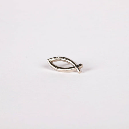 LAPEL PIN OPEN FISH SILVER PK6