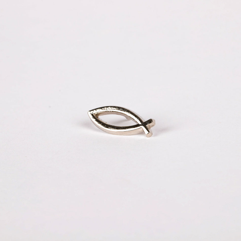 LAPEL PIN OPEN FISH SILVER PK6