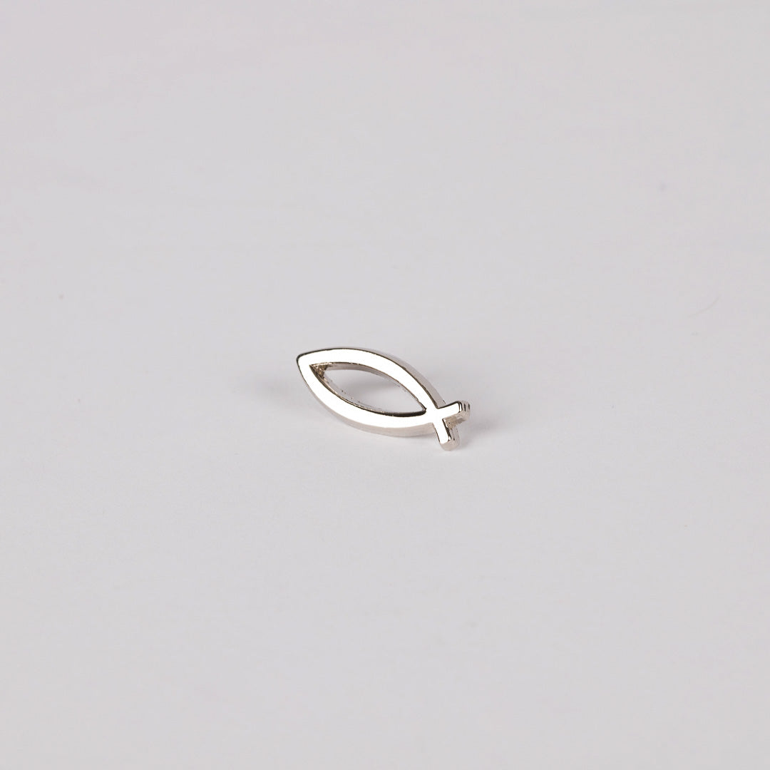 LAPEL PIN OPEN FISH SILVER PK6