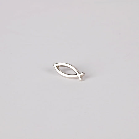 LAPEL PIN OPEN FISH SILVER PK6