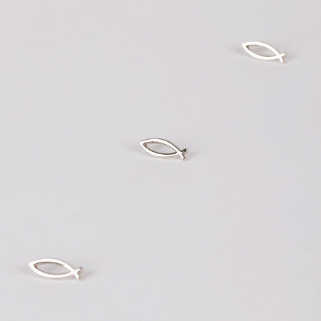 LAPEL PIN OPEN FISH SILVER PK6