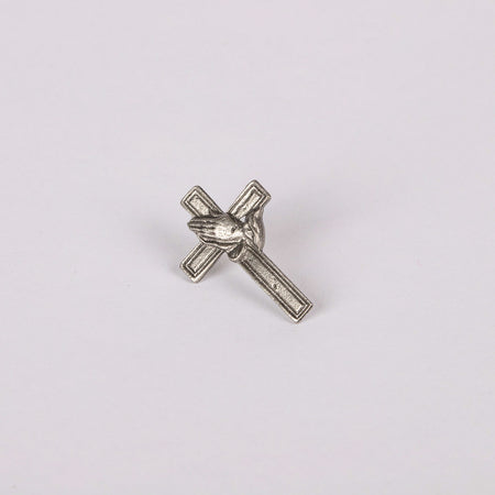 LAPEL PIN CROSS/PRAYING HAND PEWTER PK6