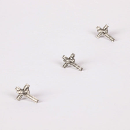 LAPEL PIN CROSS/PRAYING HAND PEWTER PK6