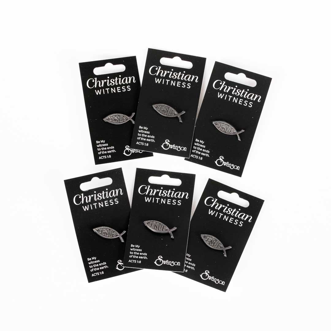LAPEL PIN JESUS/FISH PEWTER PK6