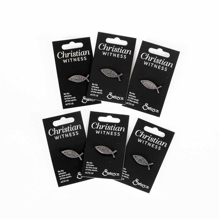 LAPEL PIN JESUS/FISH PEWTER PK6