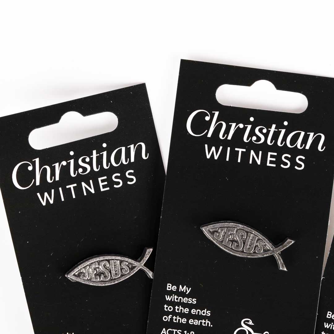 LAPEL PIN JESUS/FISH PEWTER PK6