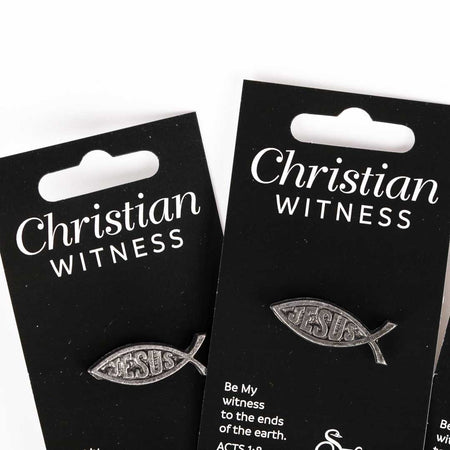 LAPEL PIN JESUS/FISH PEWTER PK6