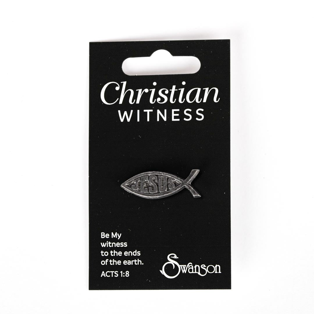 LAPEL PIN JESUS/FISH PEWTER PK6