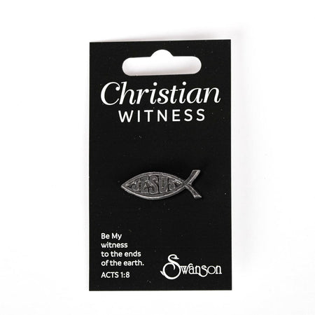 LAPEL PIN JESUS/FISH PEWTER PK6